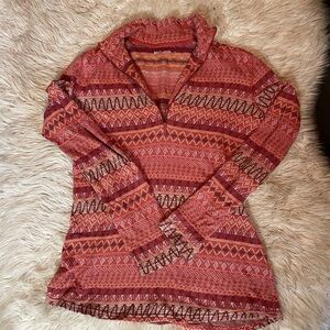 Woolrich 1/4 Zip Aztec Print Long Sleeve - Medium